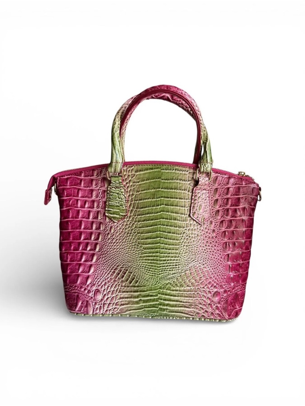 Pink and Green Ombre Croc-Embossed Tote Bag - Picture 2 of 8